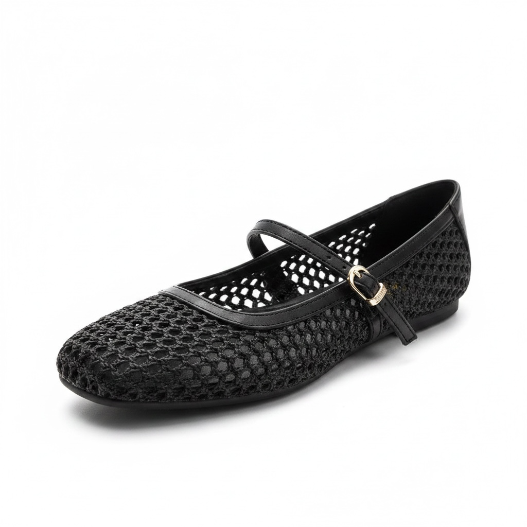 Zapatilla Negra de Mesh con Cintilla