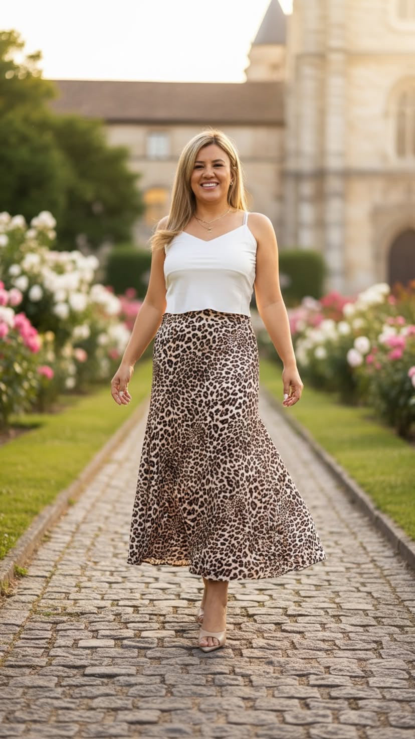 Falda Animal Print Satinada