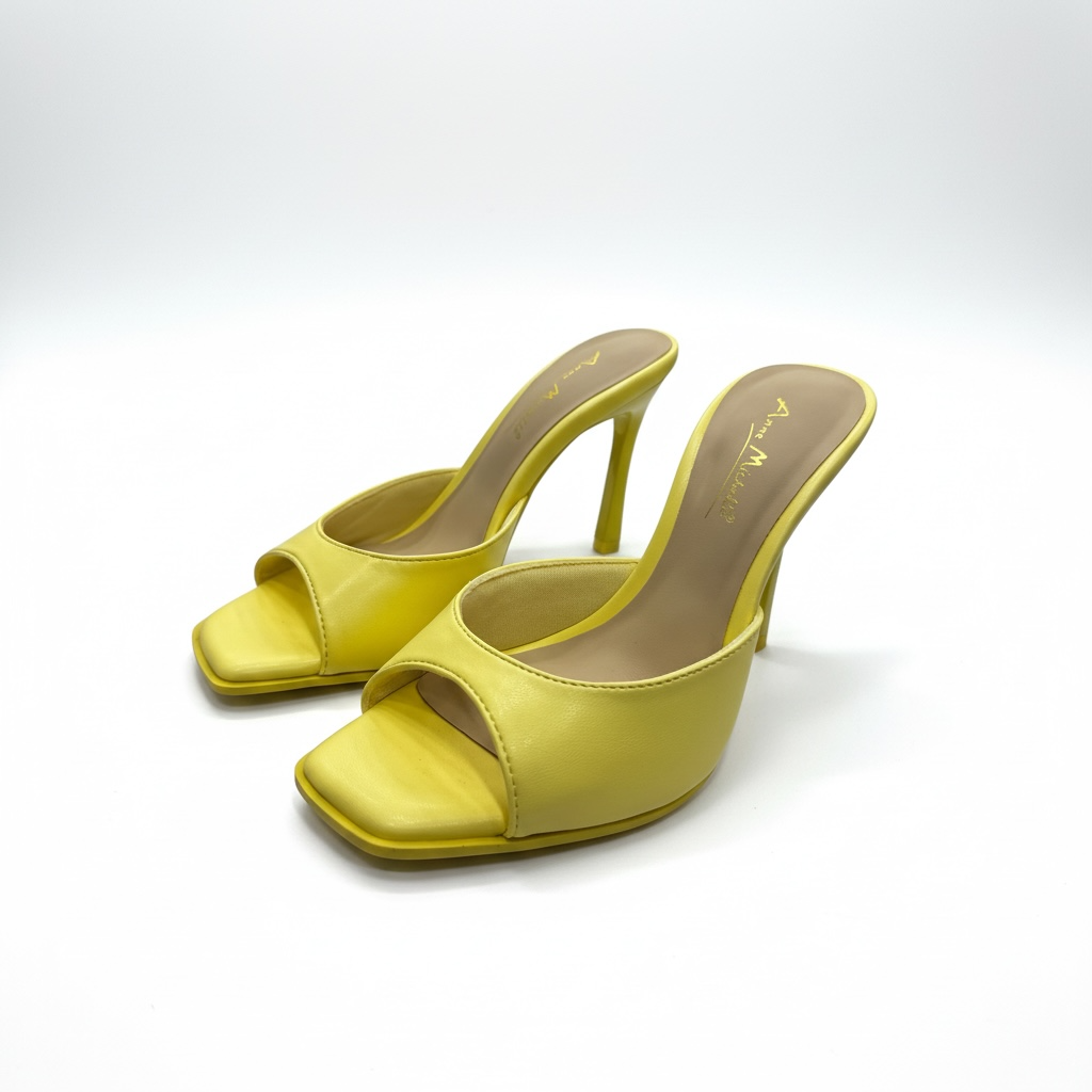 Zapatos Abiertos Color Amarillo Pastel de Tacón Bajo