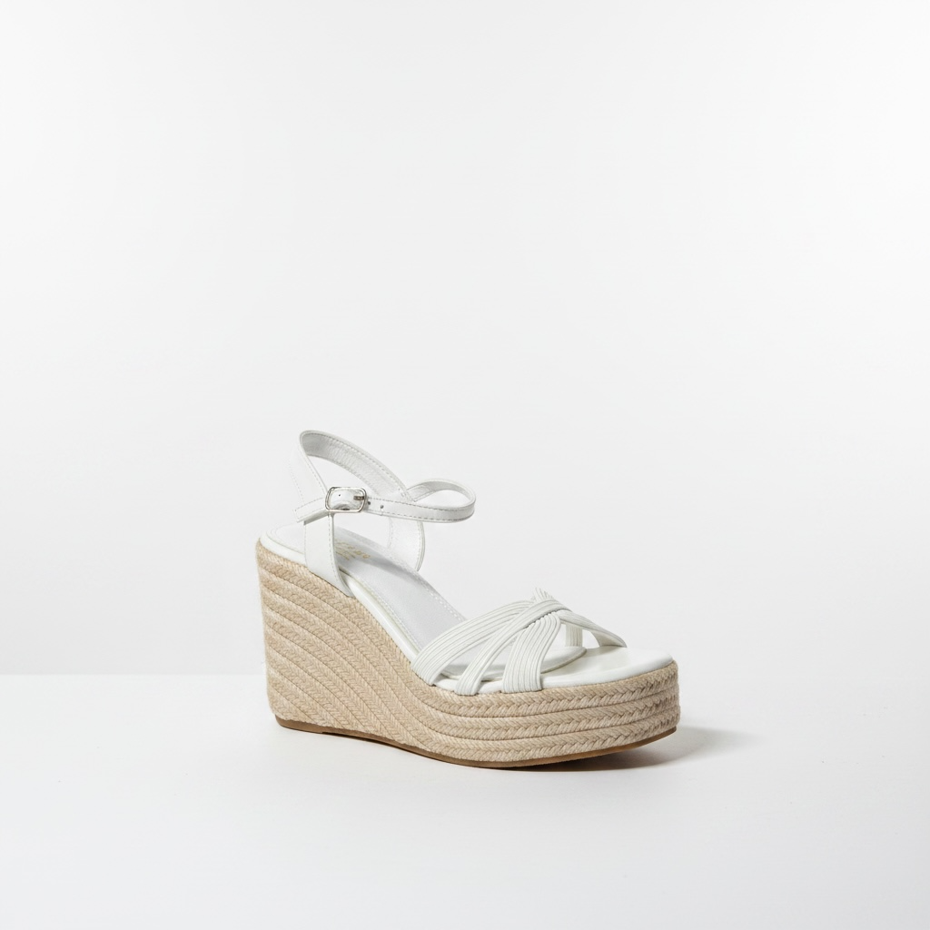 Zapatos de Plataforma Blancos con Suela de Yute