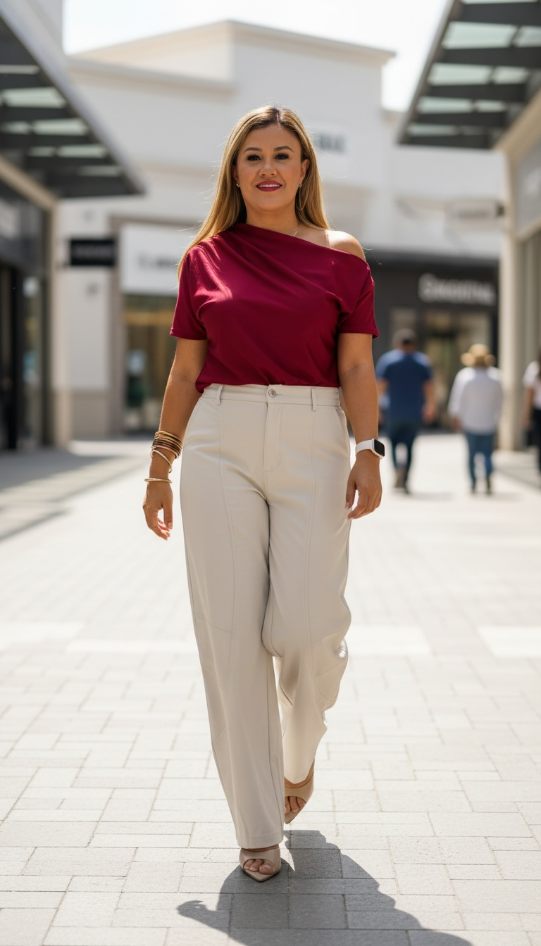 Blusa Guinda Satinada de Tela Tipo Licra