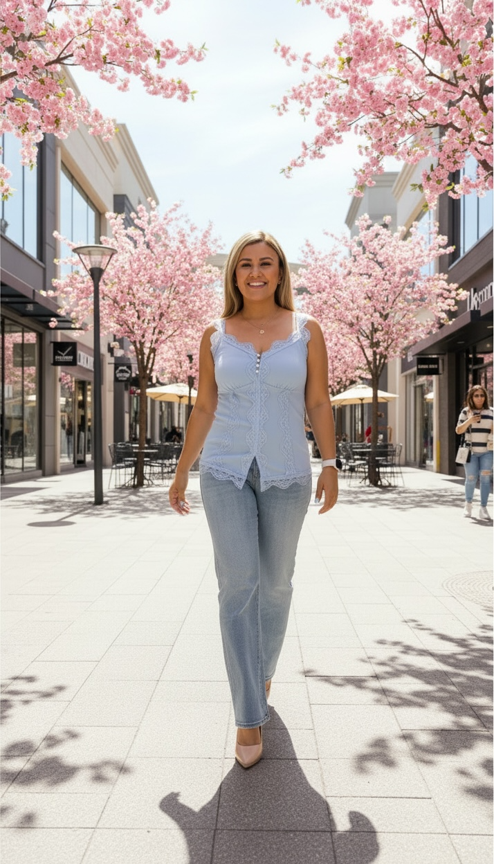 Blusa Lencera Color Sky Blue