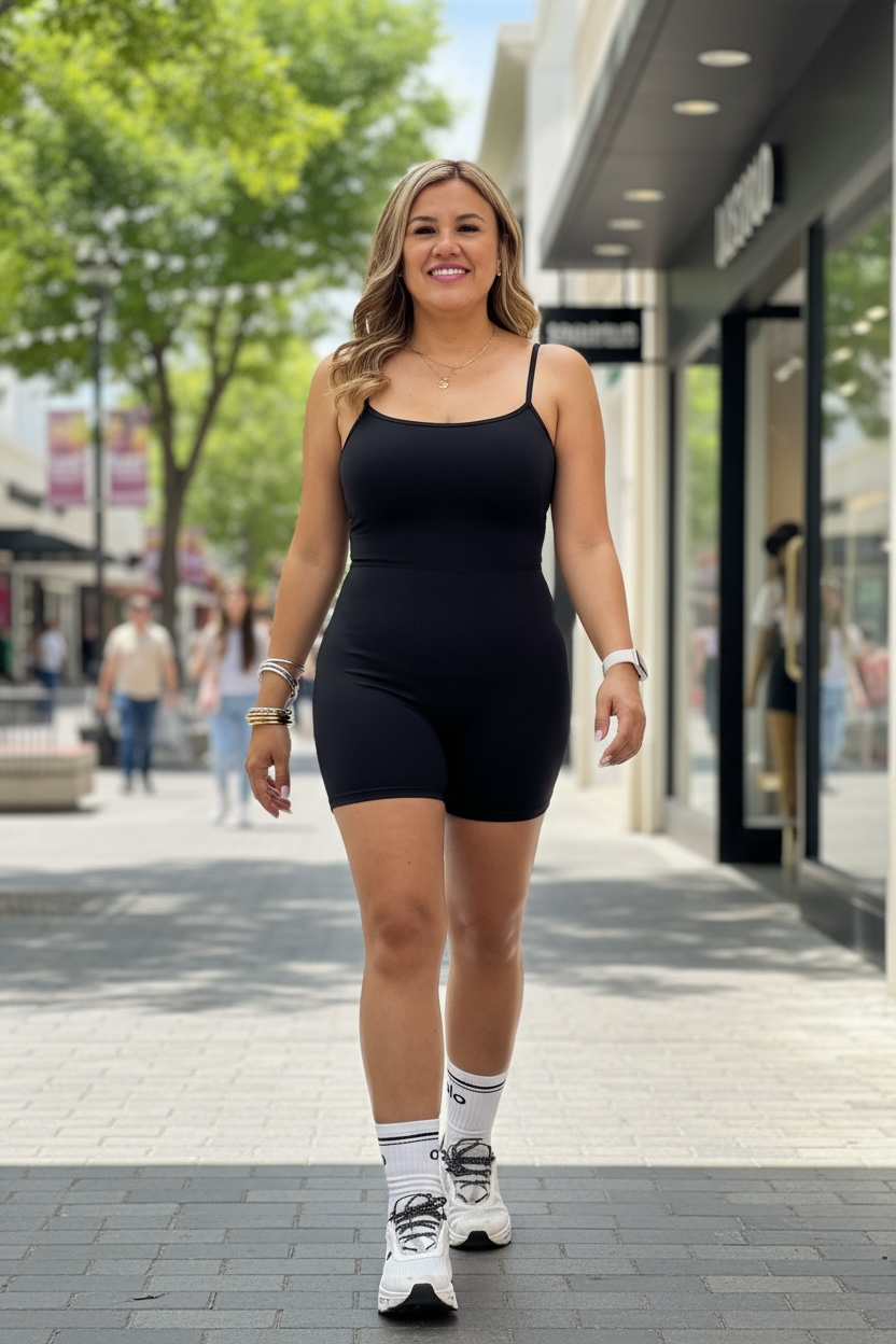 Enterizo Corto Negro Deportivo de Tirantes