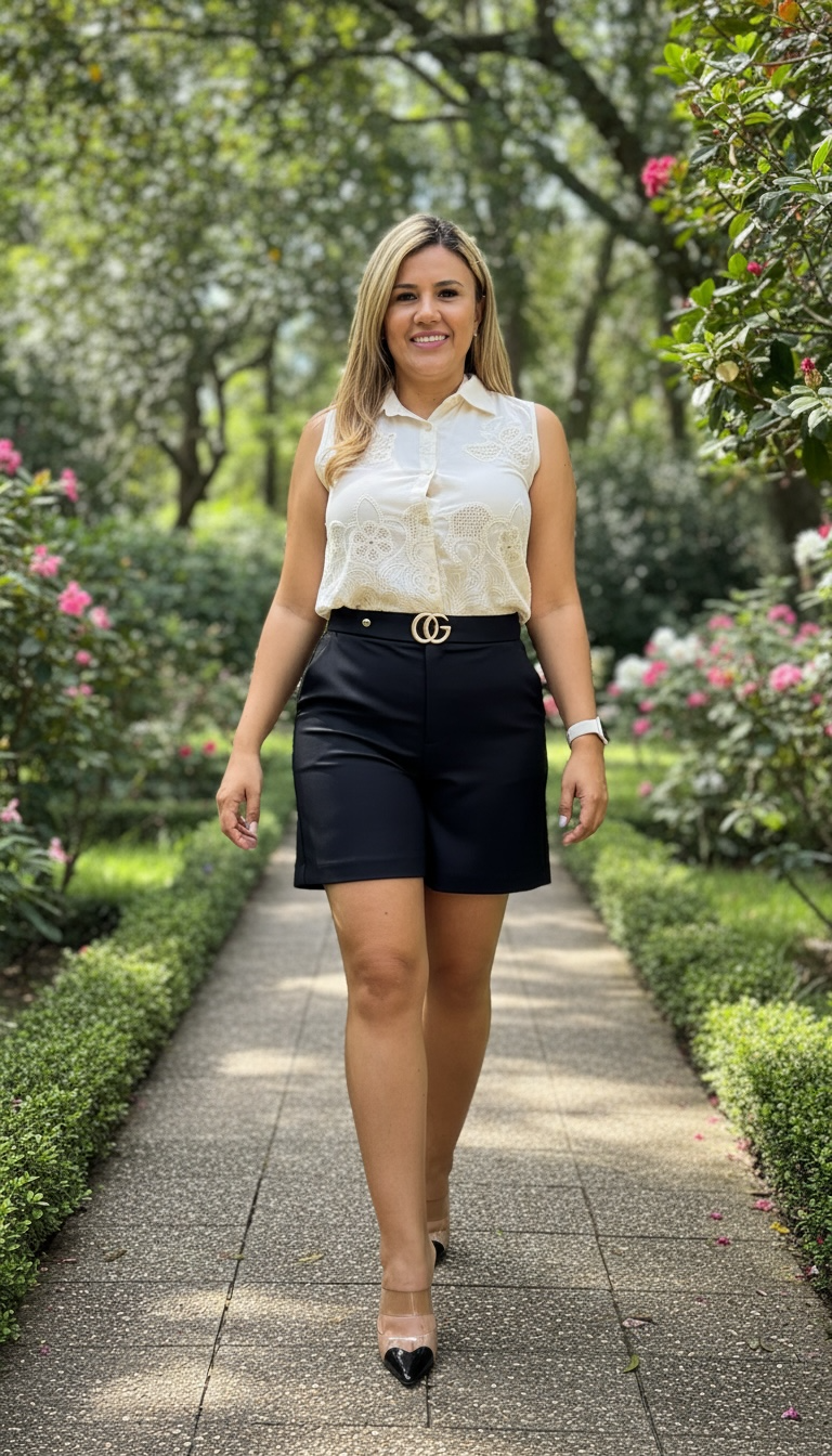 Blusa Beige Sin Mangas con Bordados