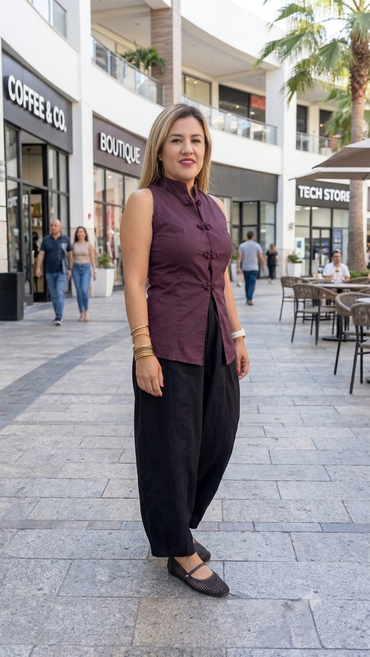Blusa Vino De Resaque con Aplicacion