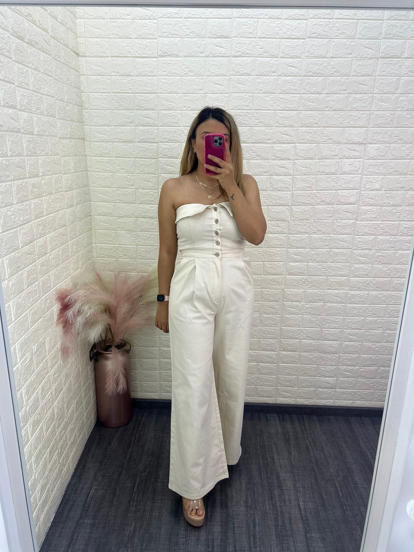 Jumpsuit de Mezclilla Strapple Color Beige