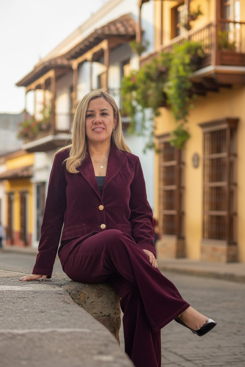 Conjunto Color Guindo de Velvet, Blazer y Pantalón