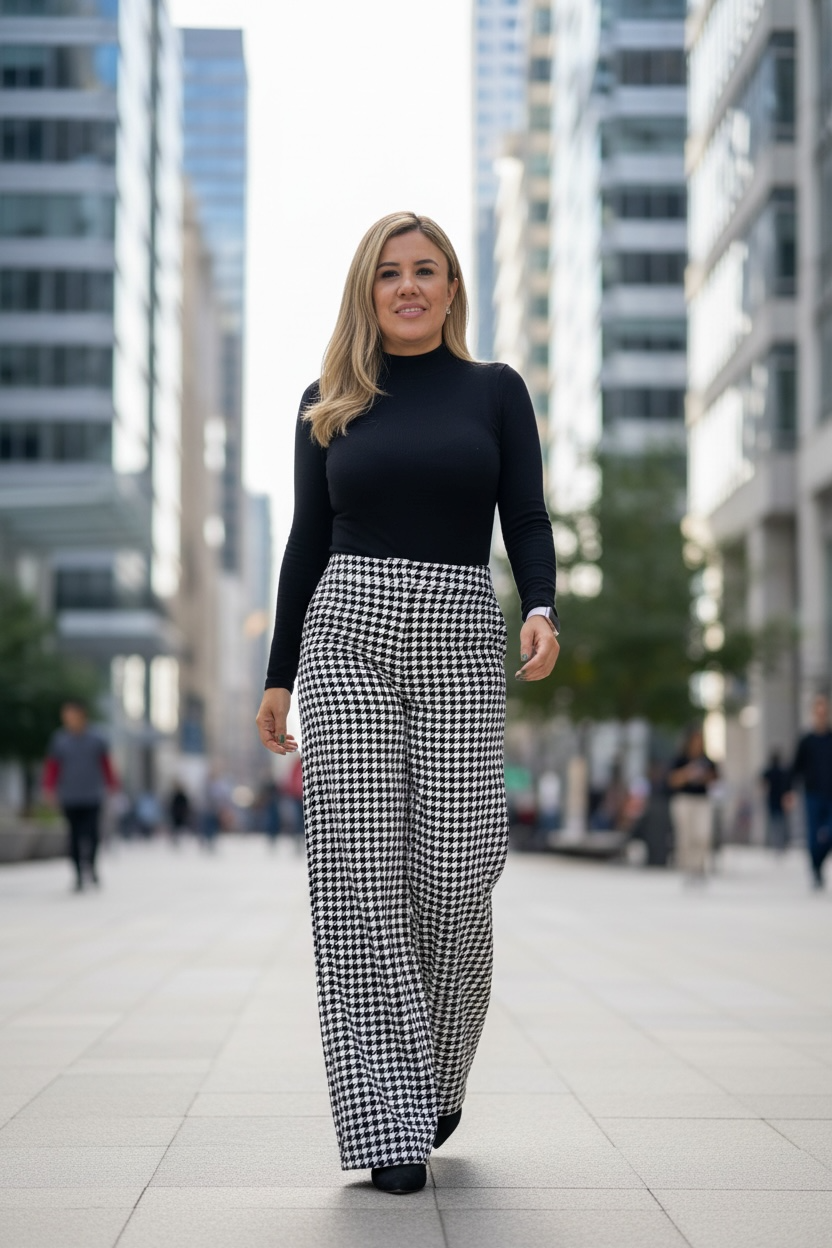 Pantalón Estampado Pata de Gallo