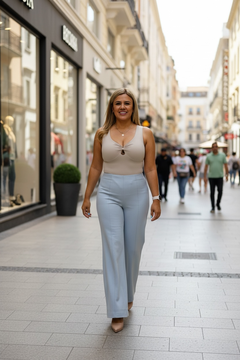 Pantalón Casual Recto Color Teal