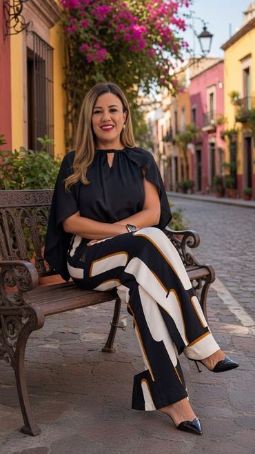 Blusa Negra sin Mangas en Tela de Gasa con Forro