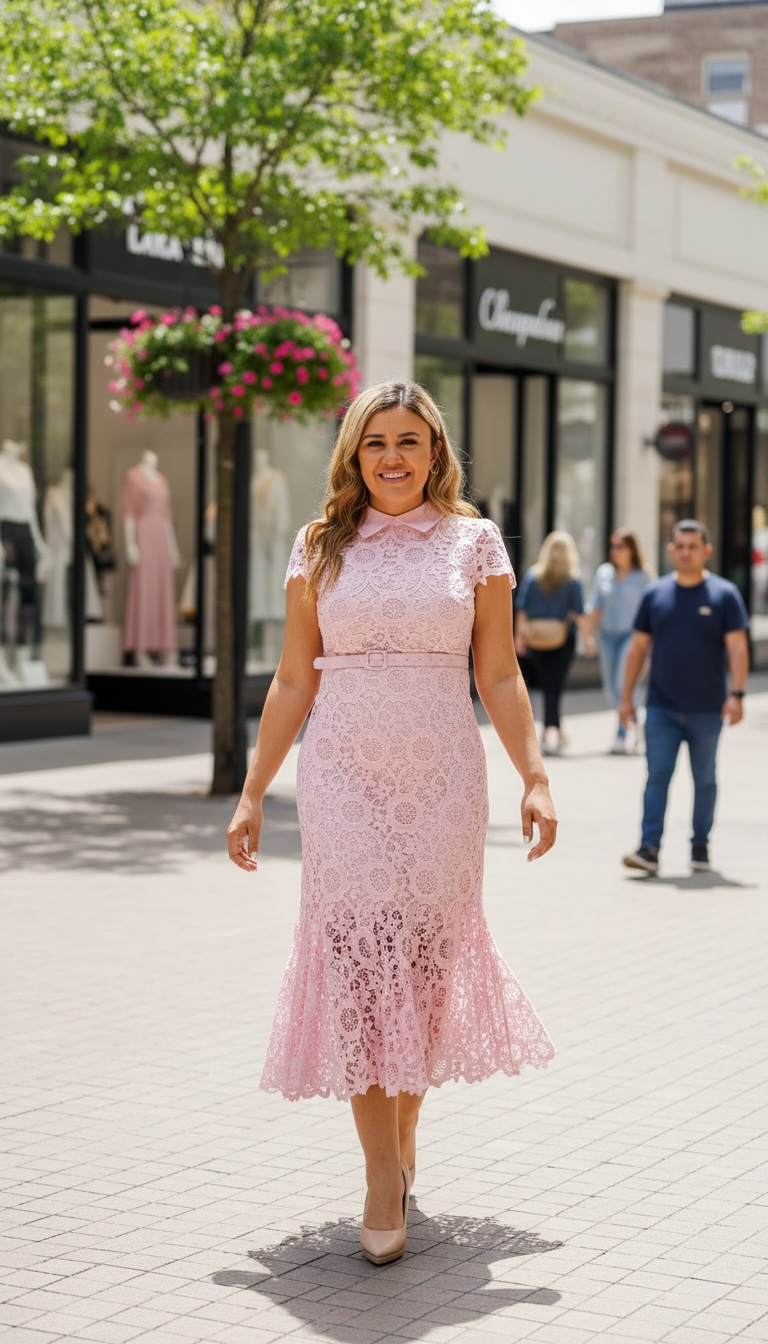 Vestido Largo Estilo Crochet en Color Rosa