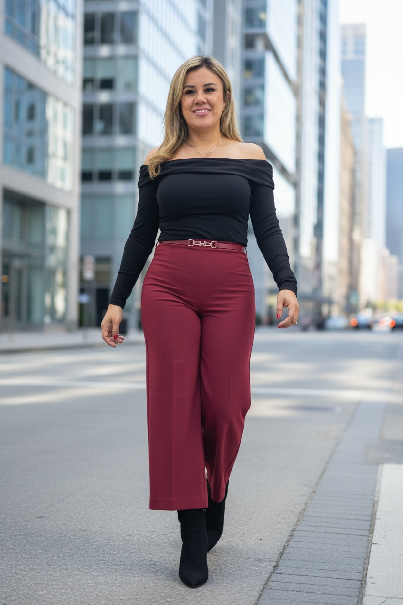 Blusa Negra a los Hombros de Manga Larga en Tela Afelpada