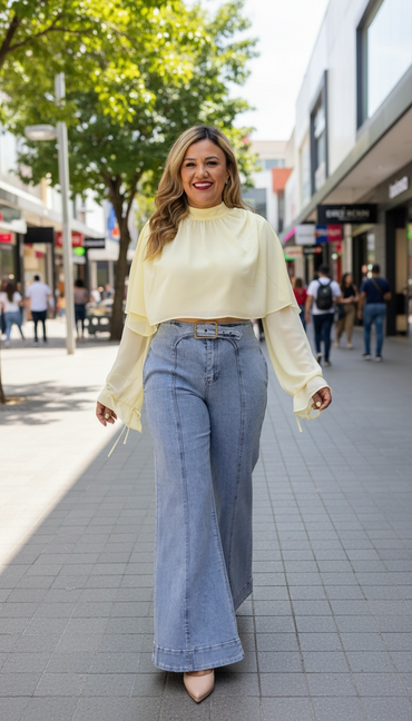 Pantalón De Mezclilla Corte Wide Leg Relaxed