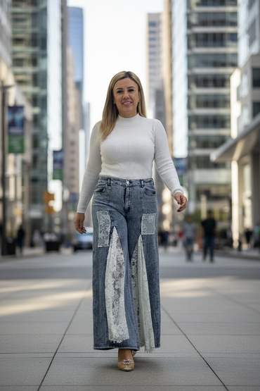 Pantalón de Mezclilla con Encaje