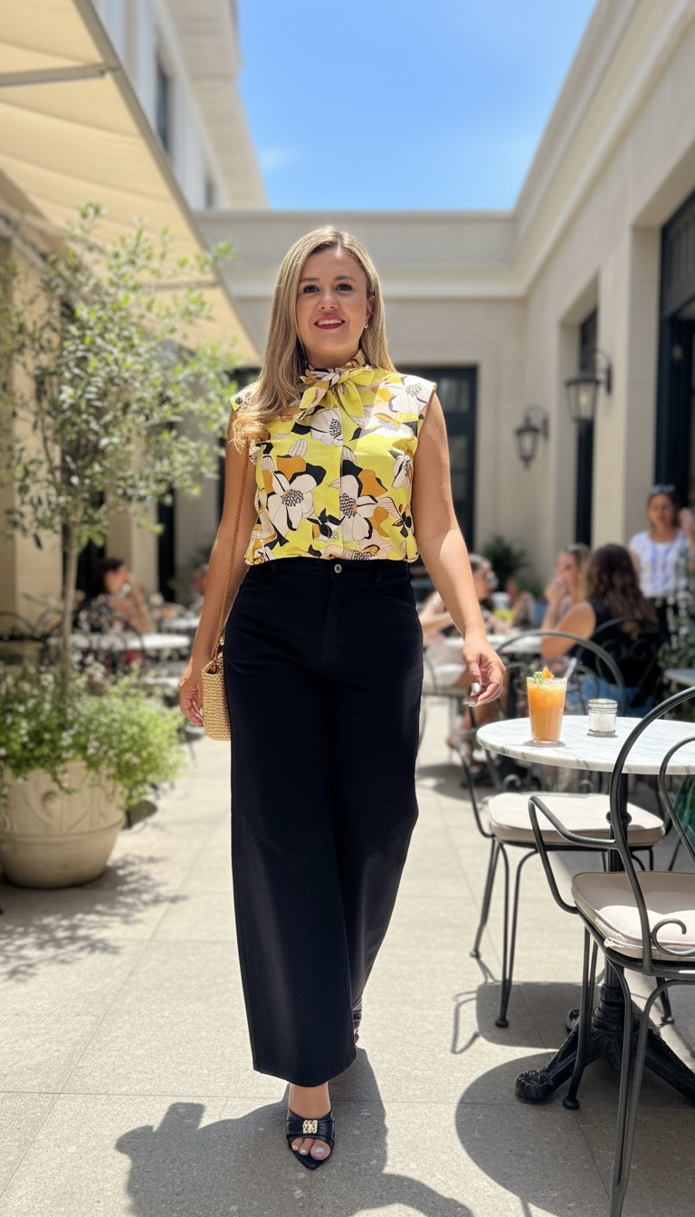 Blusa Amarilla Estampado Flores