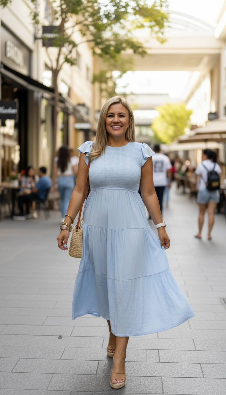 Vestido Sky Blue de Manga Corta