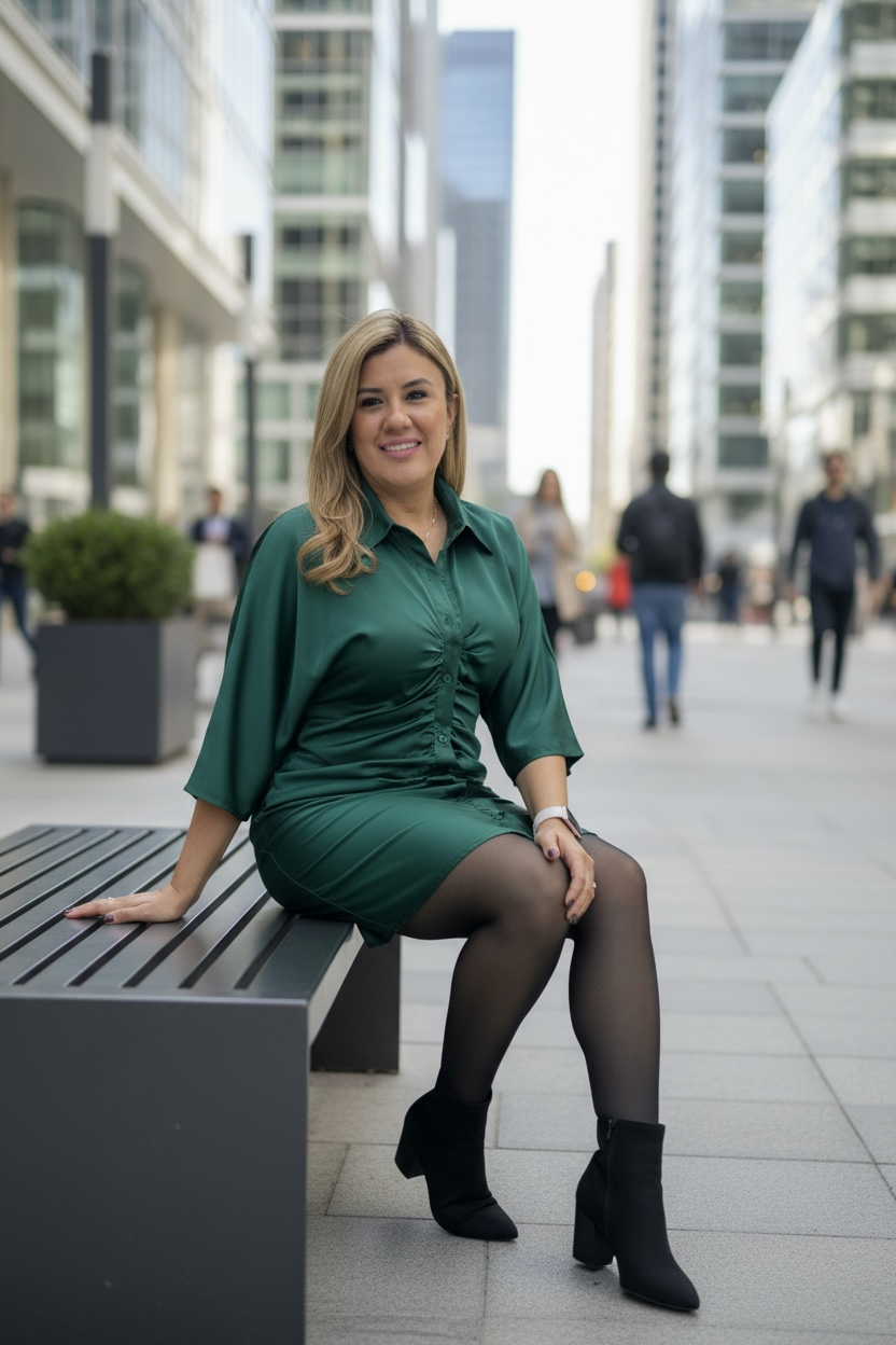 Vestido Verde Esmeralda Satin de Media Manga