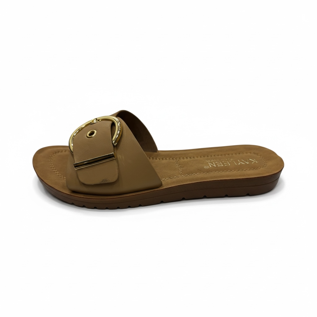 Chanclas Color Beige con Hebila