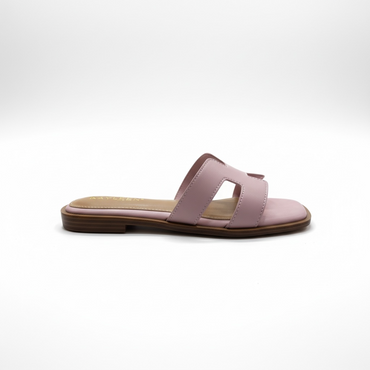 Chanclas de Piso Beige de Tirantes Rosas