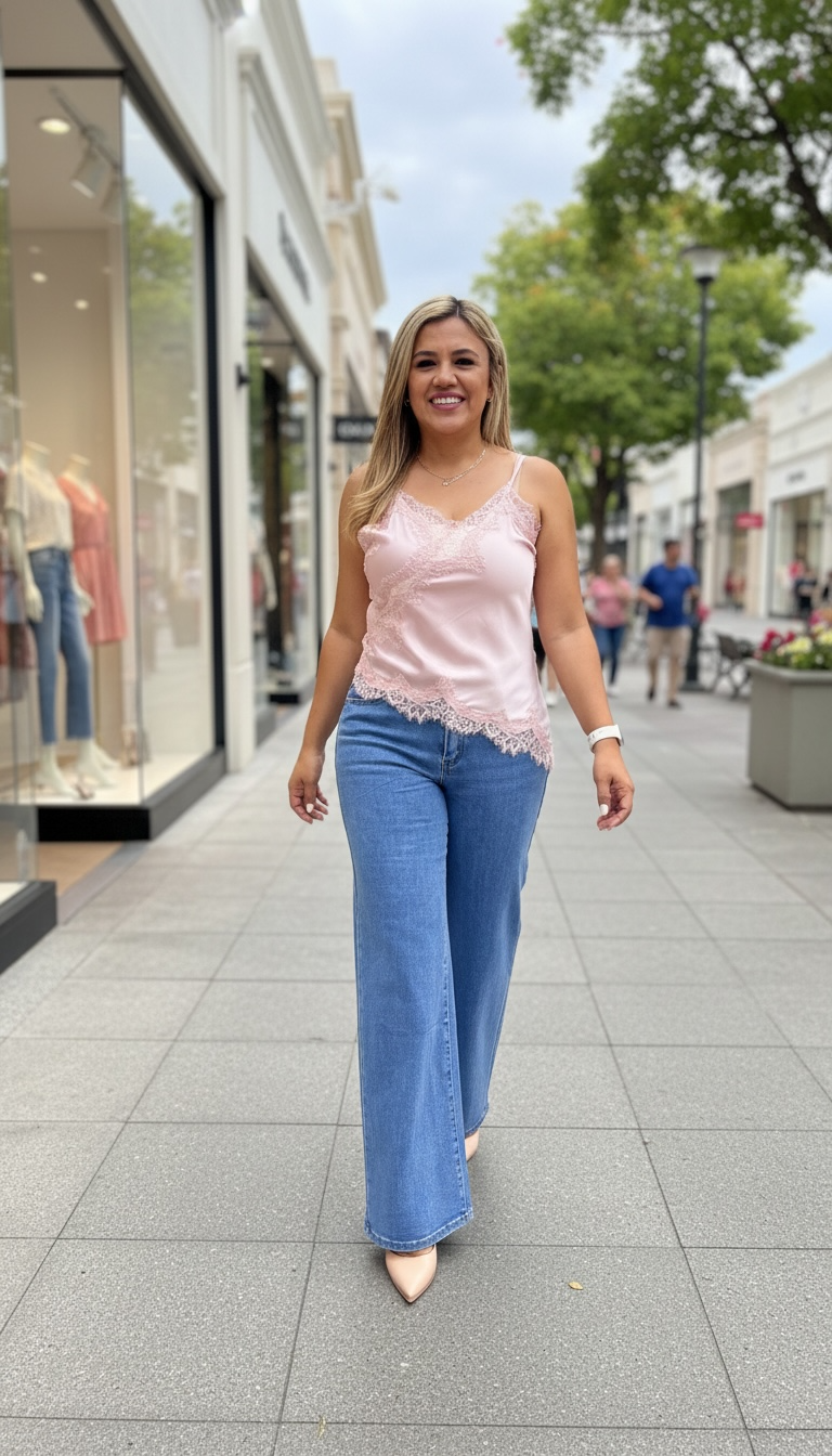 Blusa Rosa Lencera Satinada de Tirantes