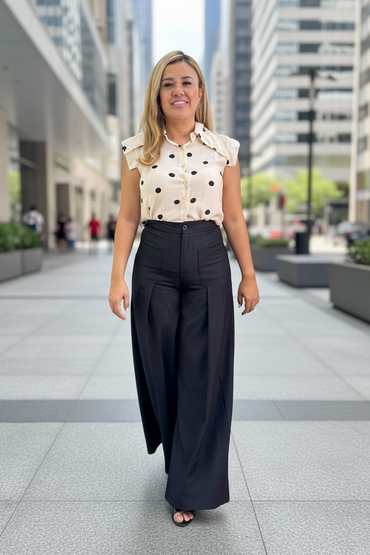 Pantalón Casual Negro con Bolsas al Frente