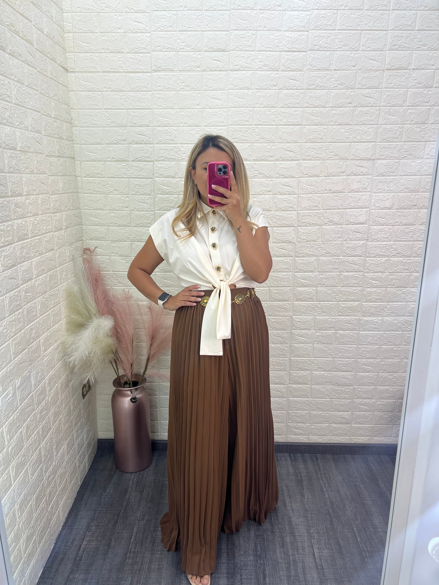 Maxi Pantalón Café con Cinto