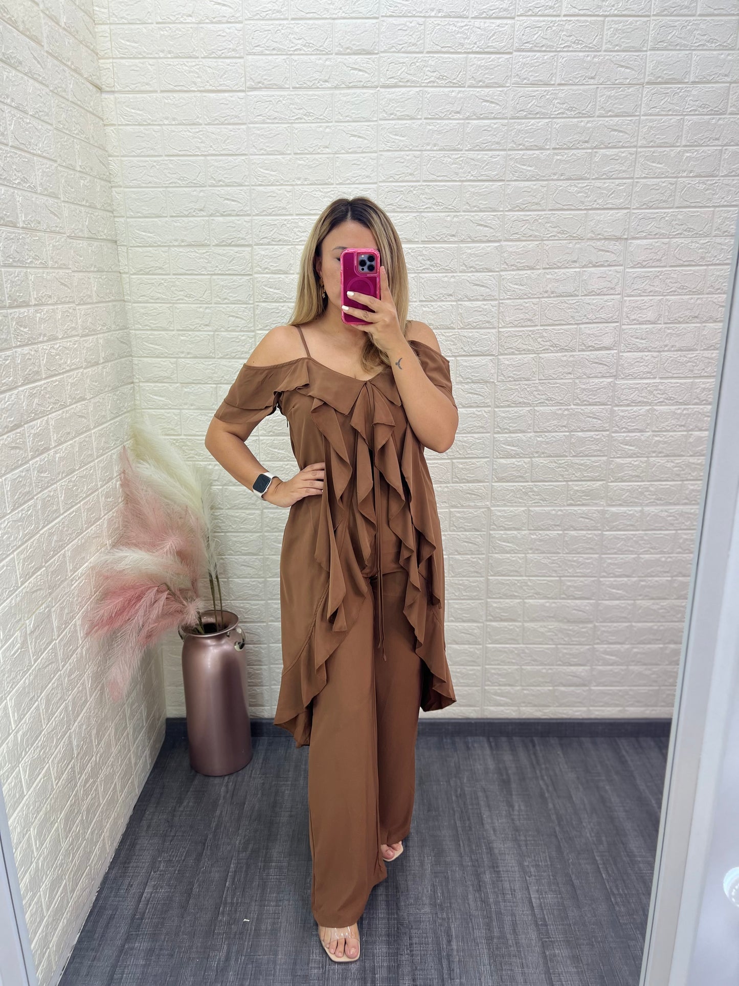 Jumpsuit Café con Sobre Capa