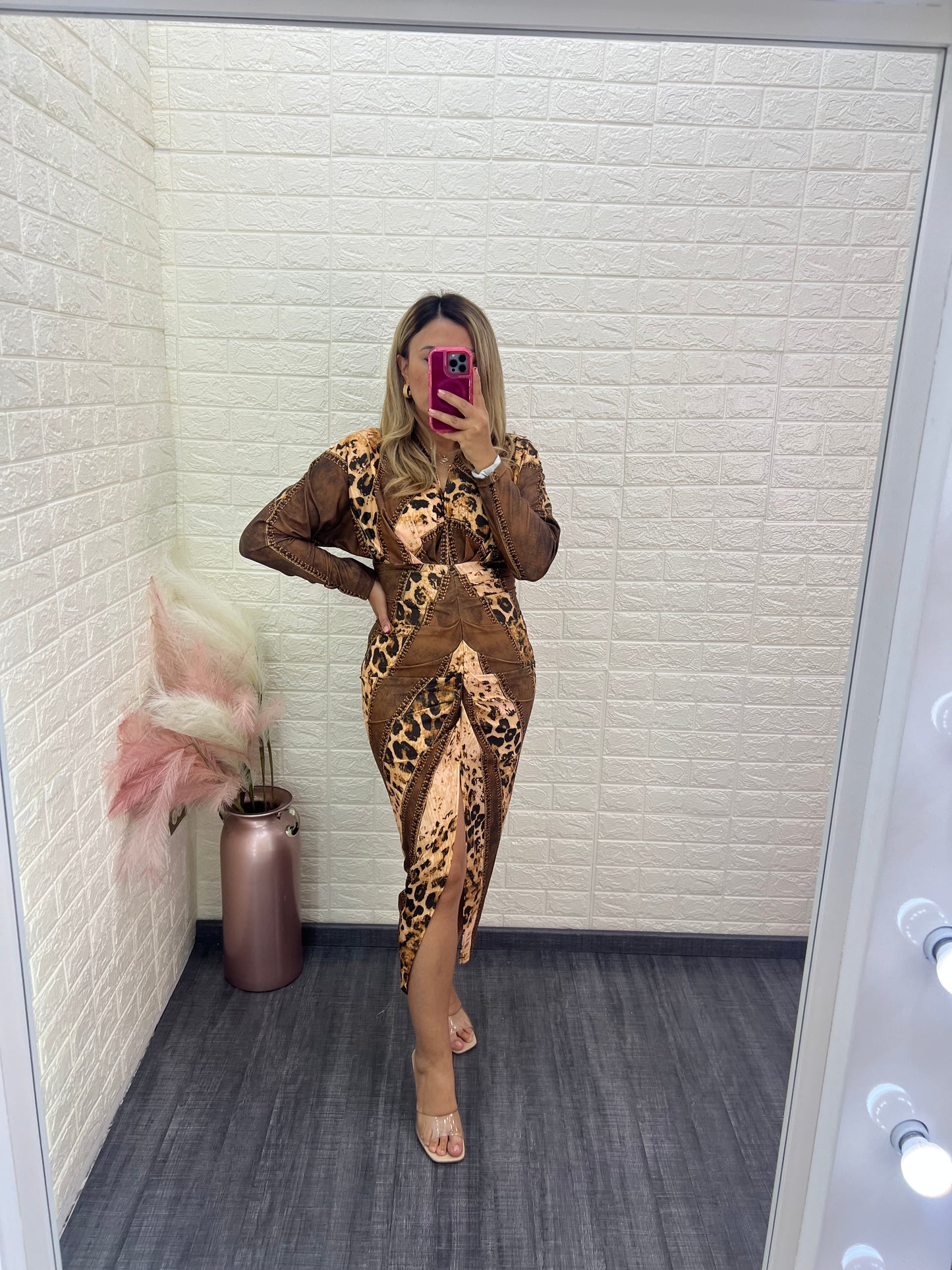 Vestido Café Estampado