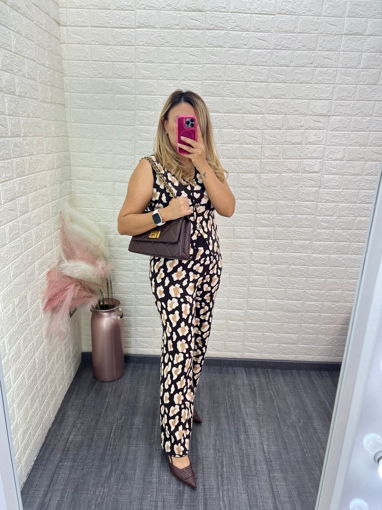 Conjunto Color Café Estampado Animal Print
