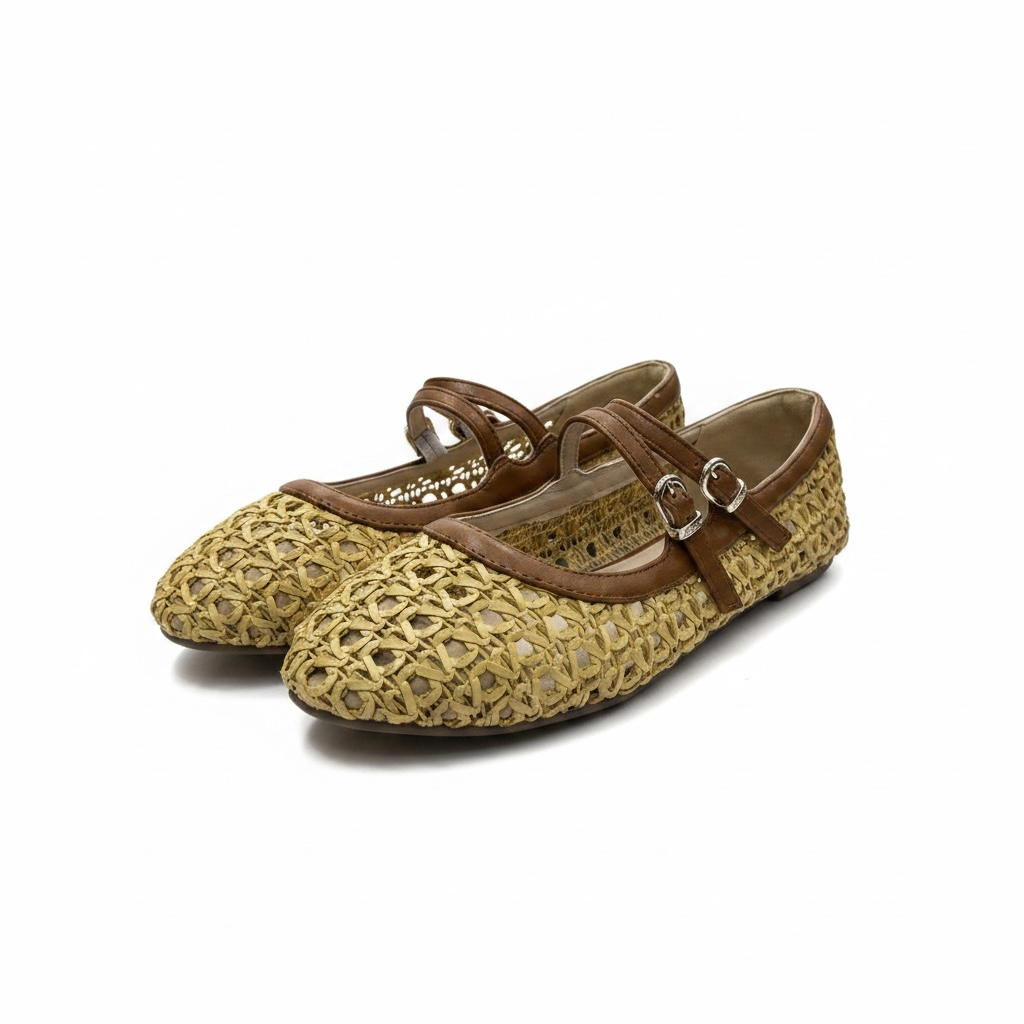 Zapatillas de Malla en Color Beige con Café
