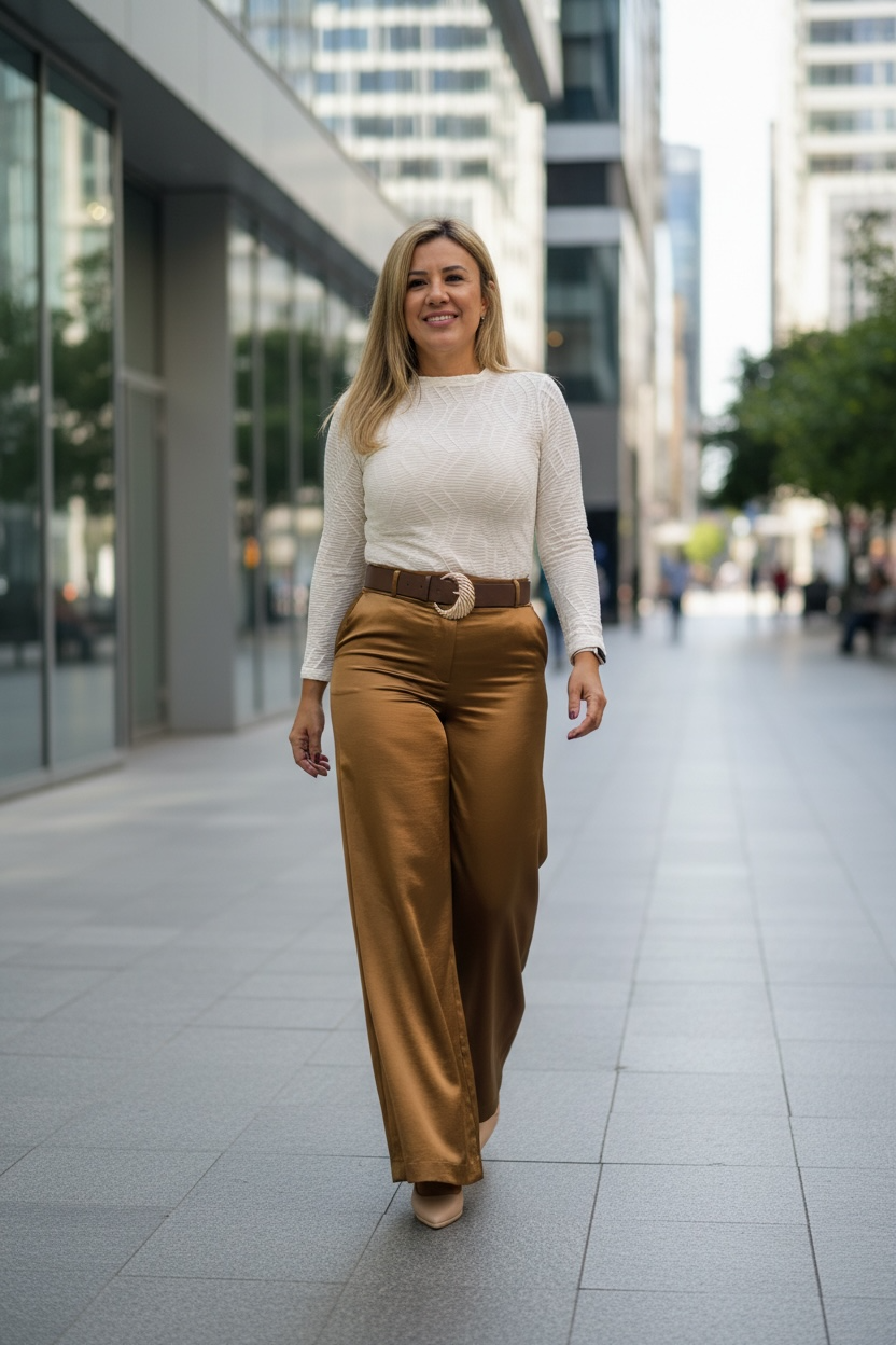 Blusa Blanca de Manga Larga con Textura 3D