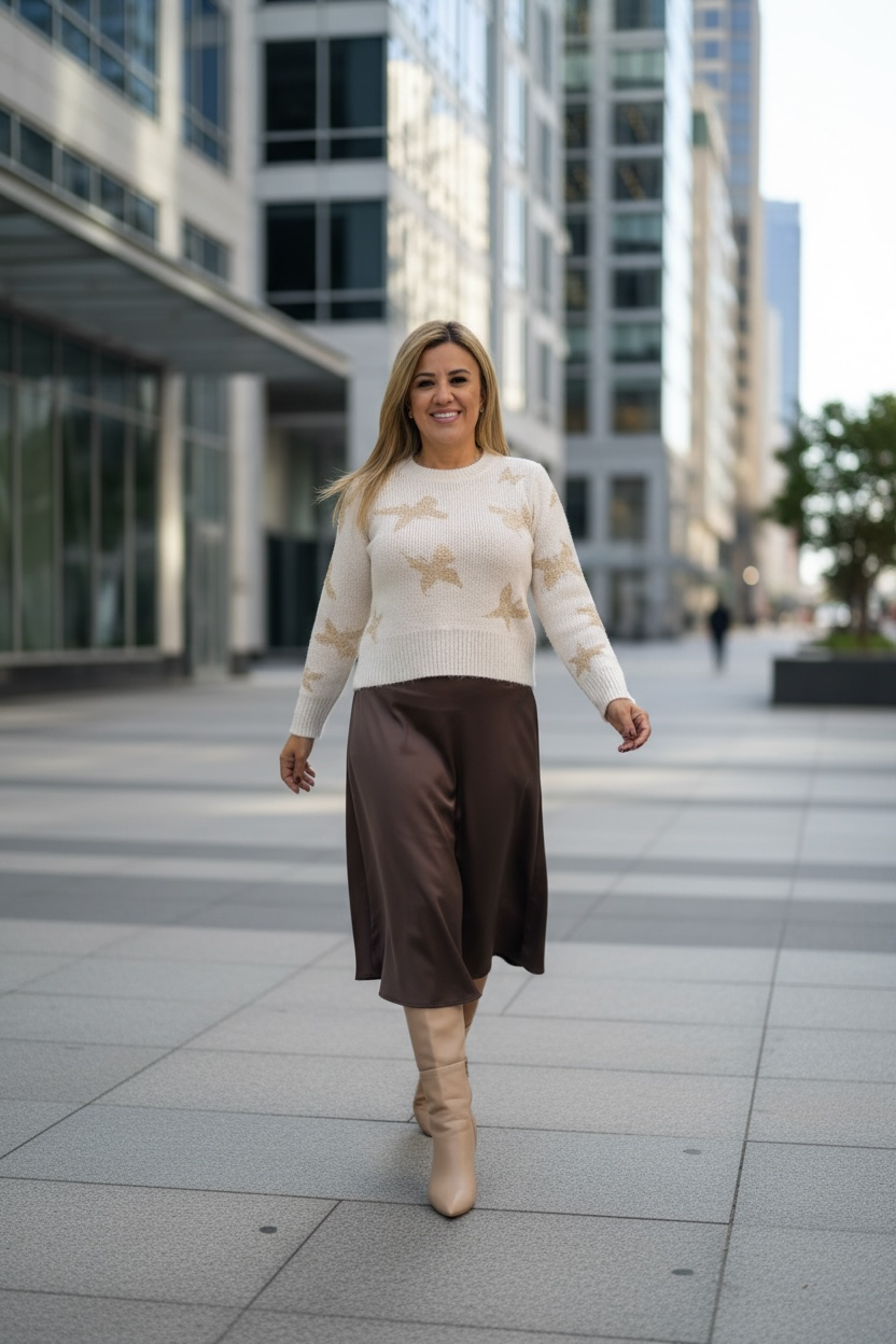 Suéter Ivory Manga Larga con Aplicaciones de Mariposa en Lentejuela