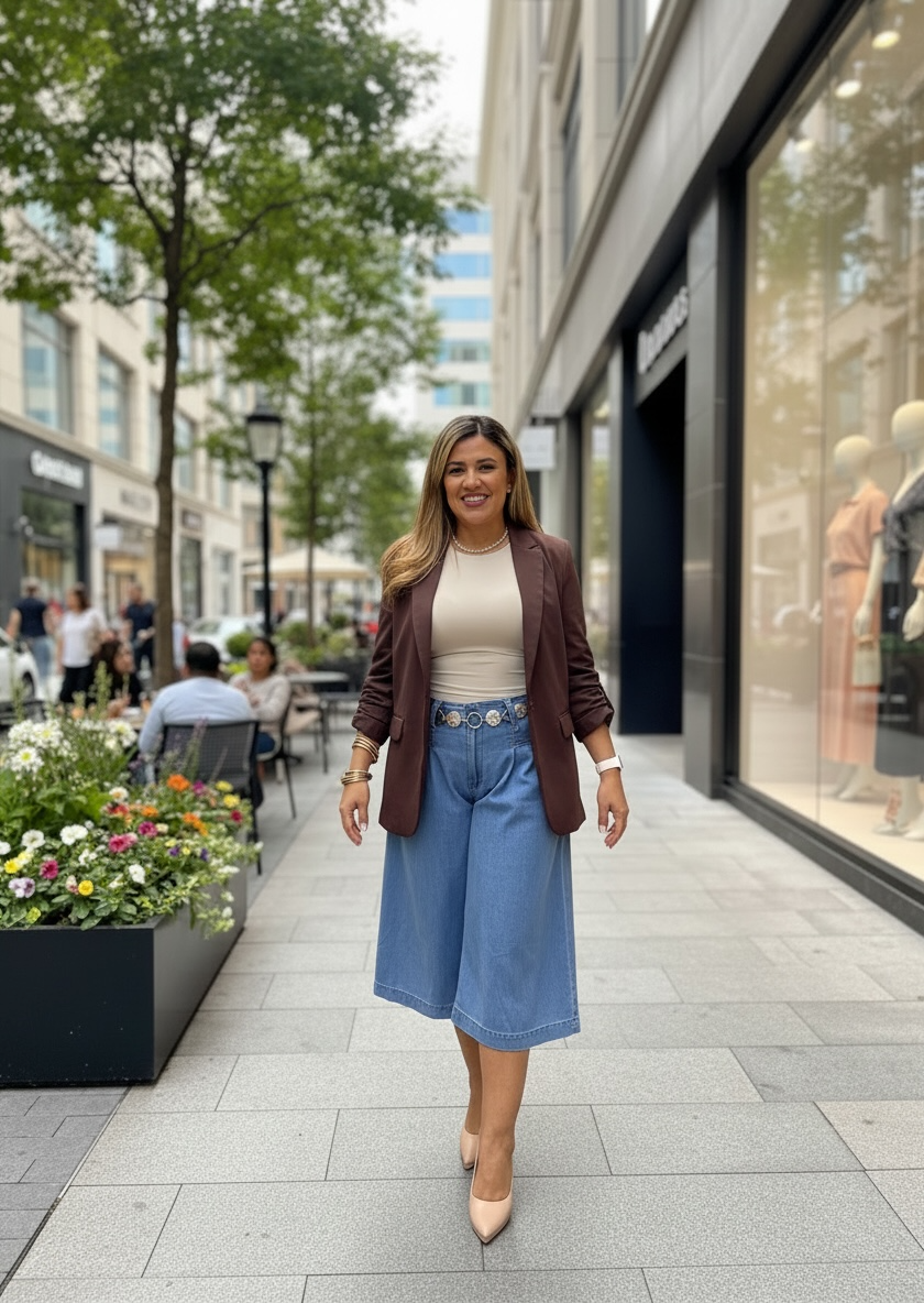 Blazer Casual Color Café