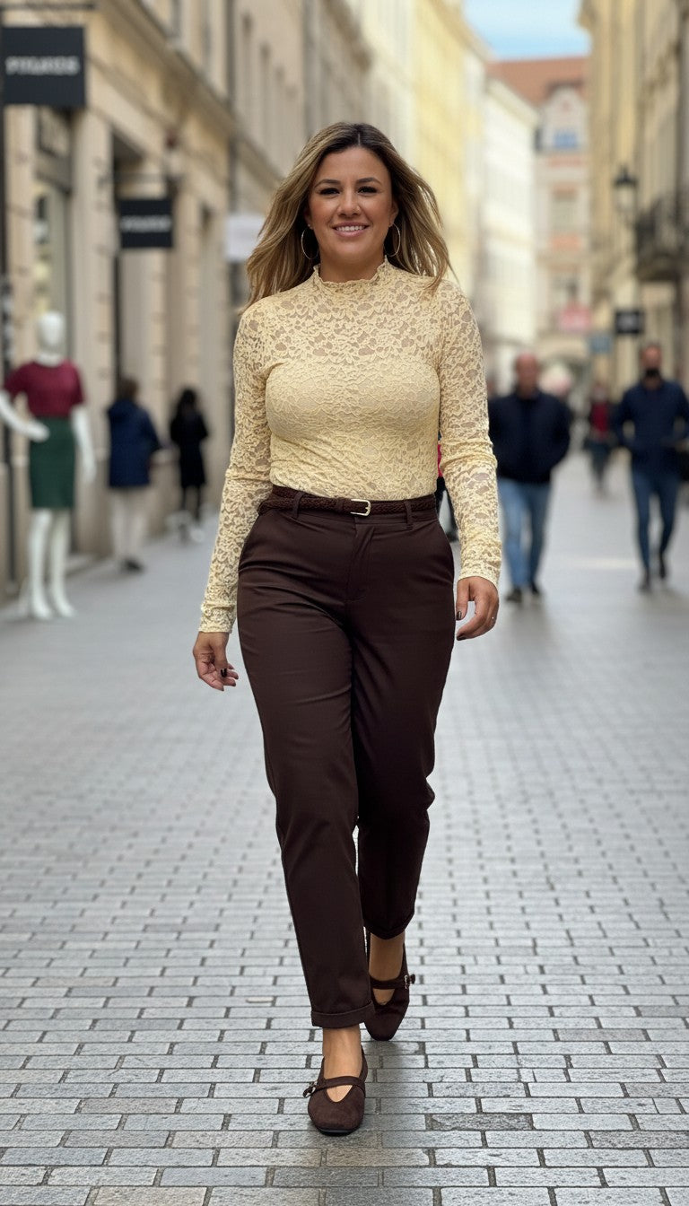 Pantalón Casual de Gabardina en Color Café