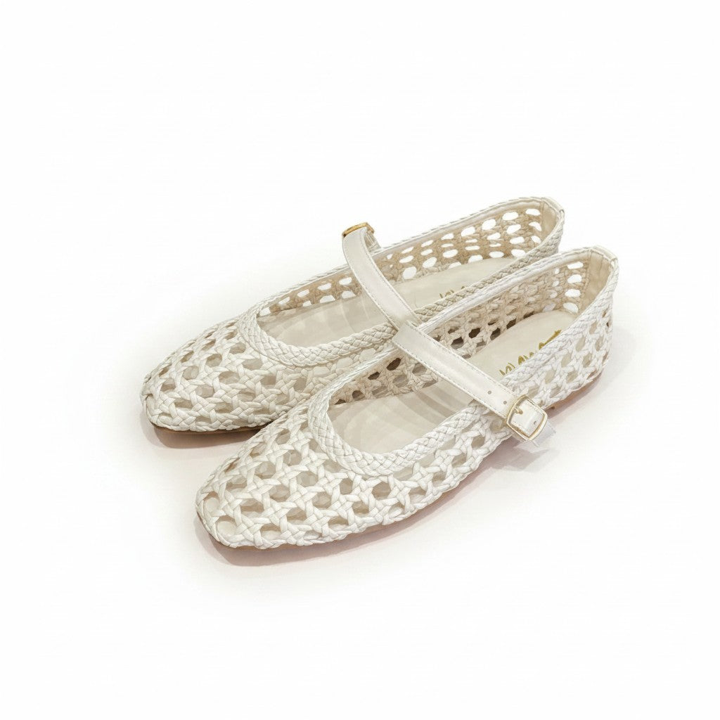 Huaraches Color Cream de Piso con Trenzado