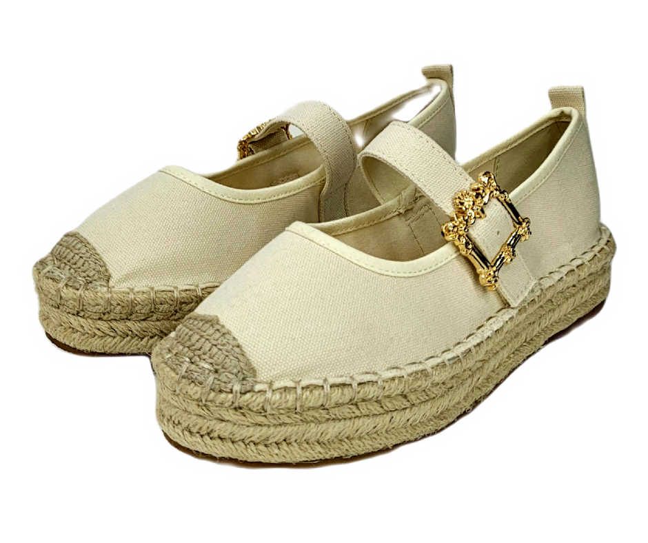 Zapatilla Tipo Mocasín de Lino con Suela Tipo Yute