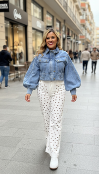 Jeans Blanco de Mezclilla Corte Wide Leg