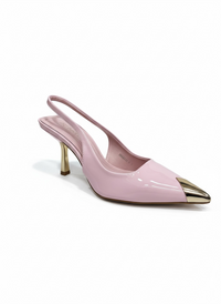 Zapatos Rosas con Punta y Tacón en Dorado