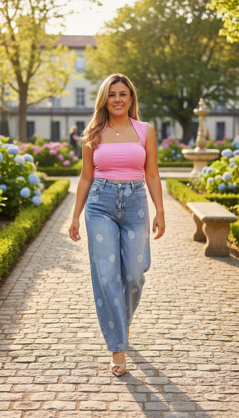 Blusa Rosa sin Mangas de Escote Cuadrado
