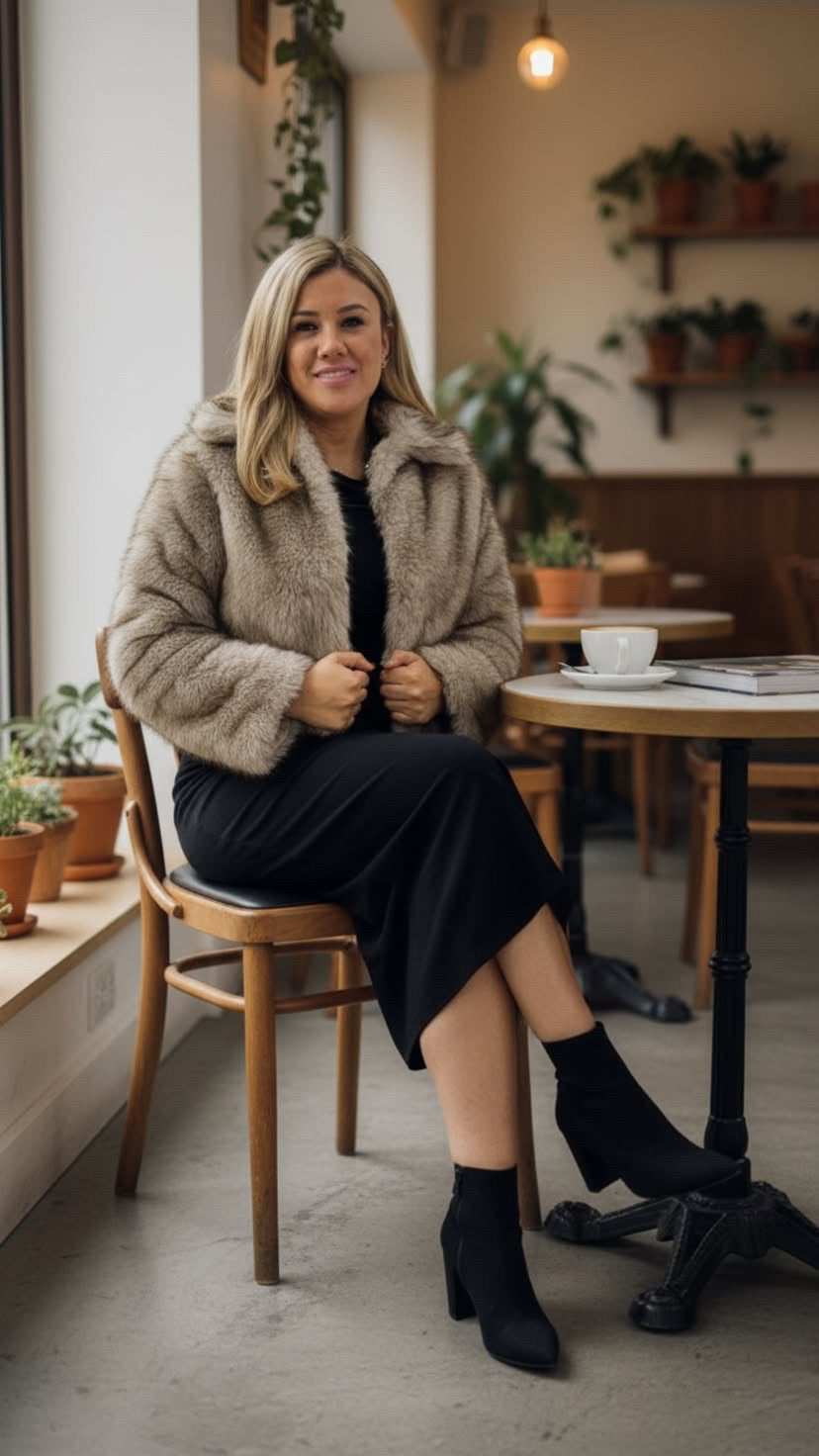 Chaquetín de Peluche Color Beige Jaspe