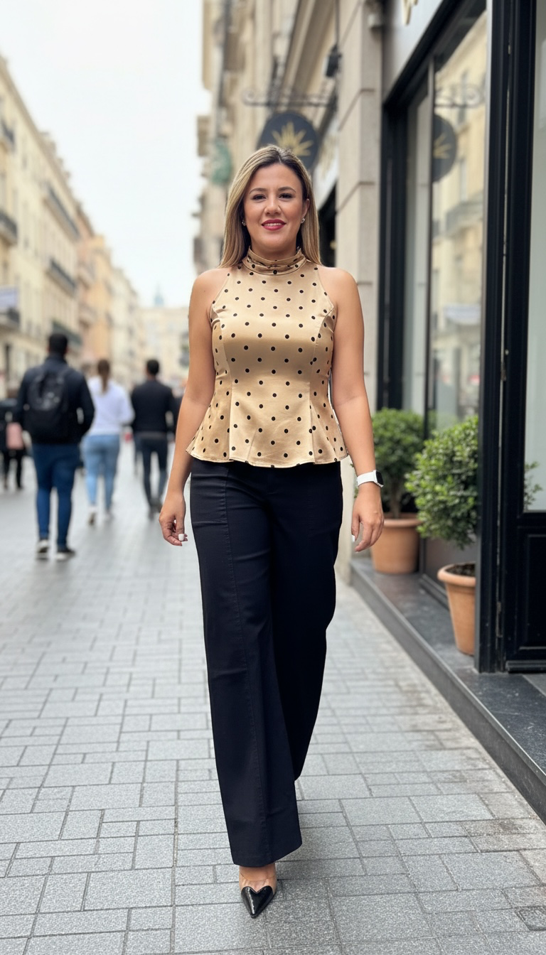 Jeans Color Negro Corte Barriel Jean con Costura y Bolso al Frente