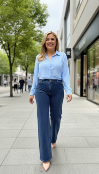 Jeans de Mezclilla Con Aplicaciones de Brillos