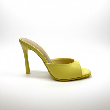 Zapatos Abiertos Color Amarillo Pastel de Tacón Bajo