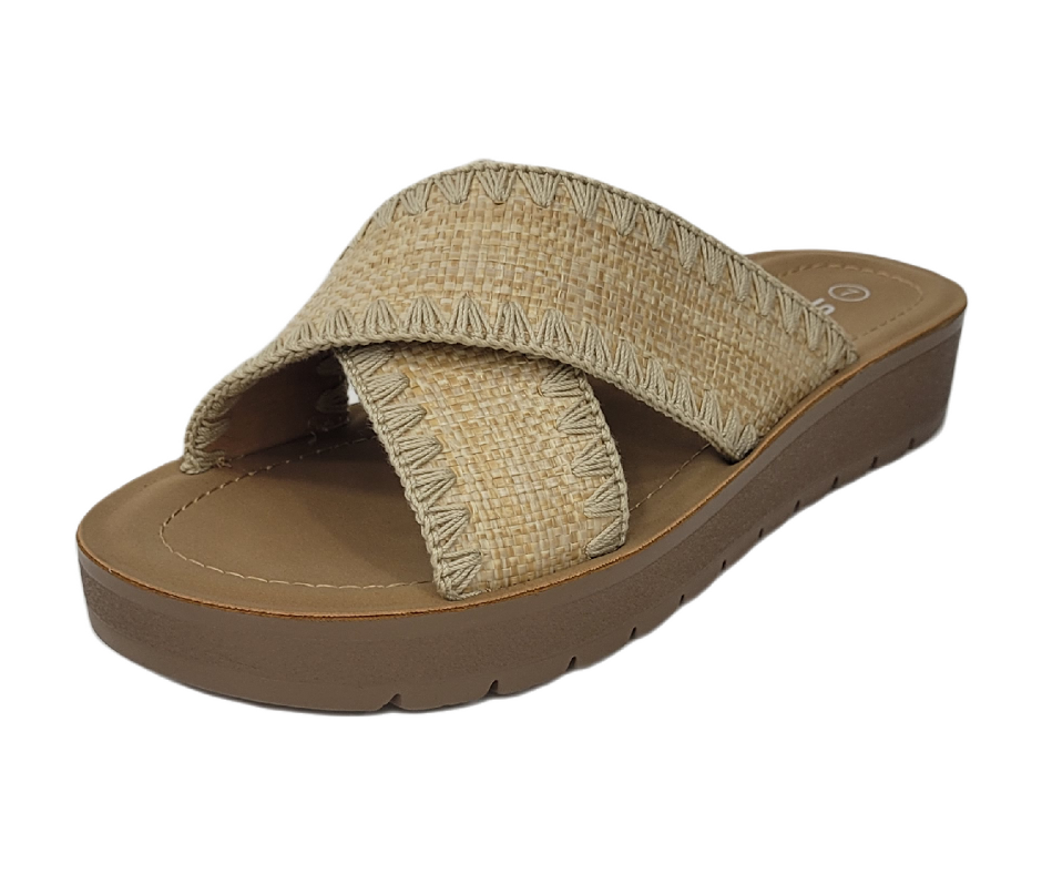 Chancla Beige de Tirante Cruzado
