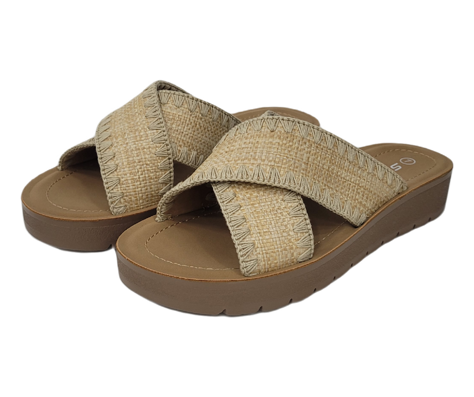 Chancla Beige de Tirante Cruzado