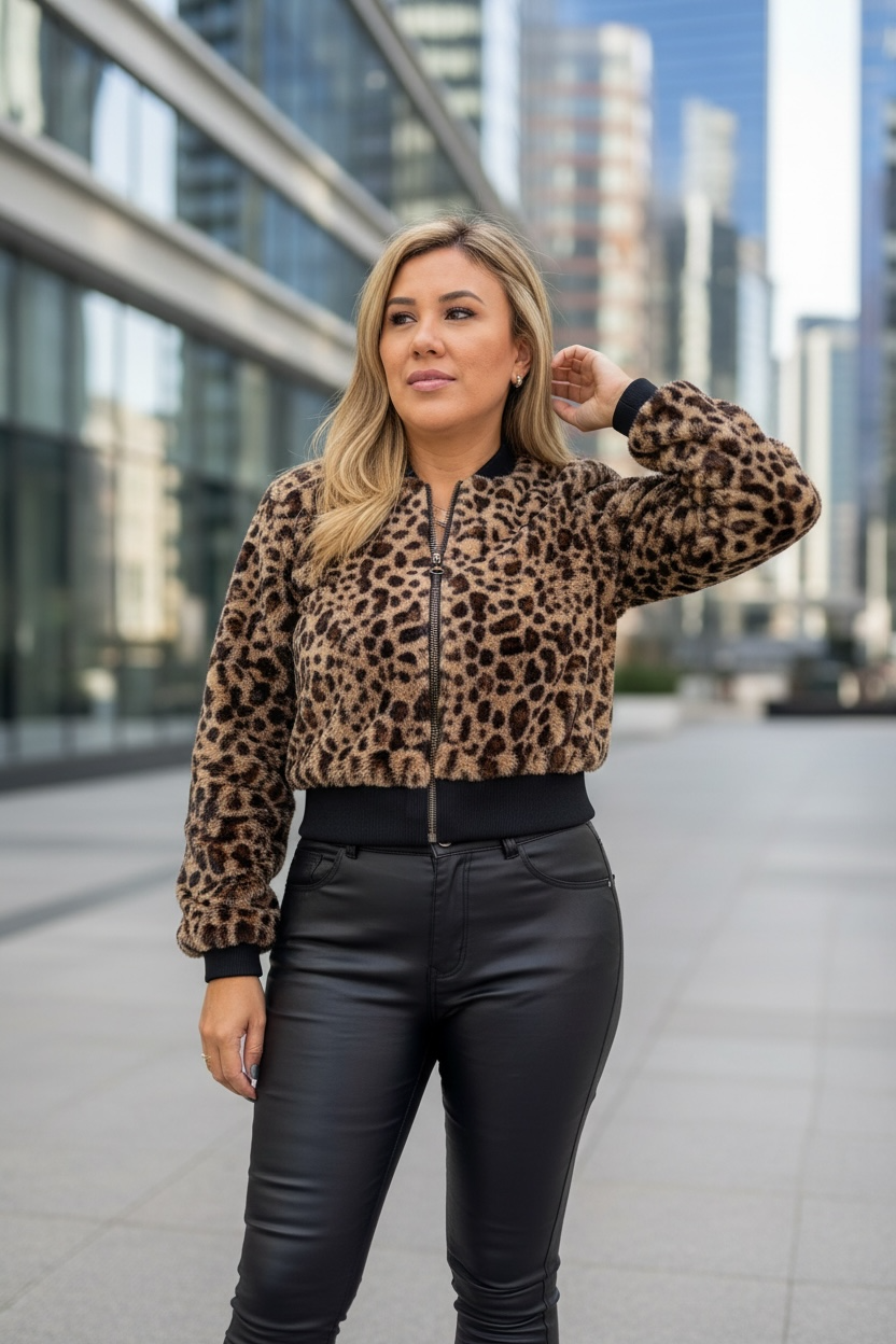 Chamarra Afelpada Estampado Animal Print