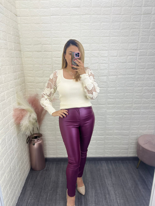 Legging de Vinipiel Corte Skinny Color Magenta