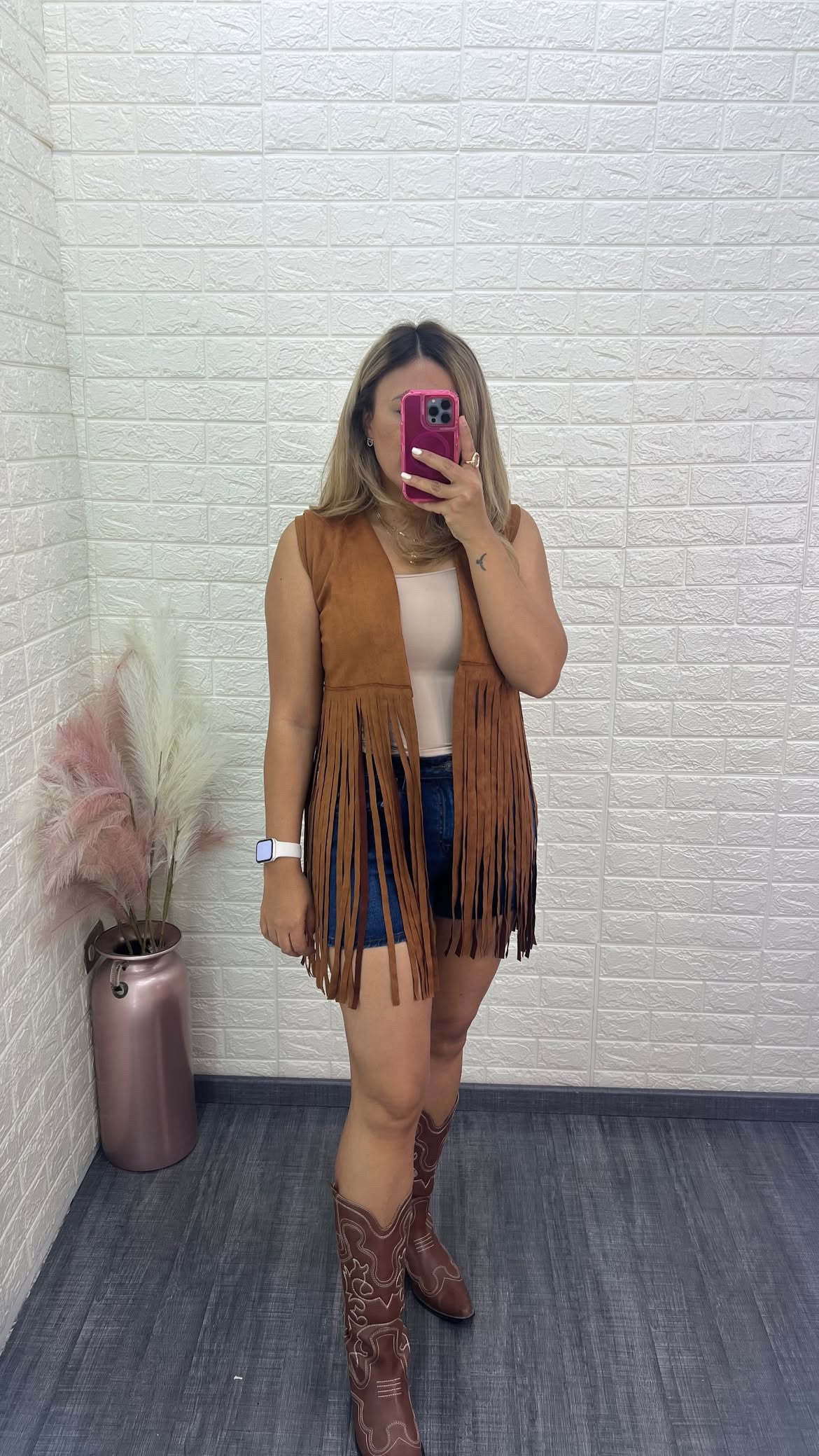 Chaleco Color Camel Vaquero con Barbas