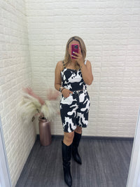 Bermuda de Mezclilla Estampado Cow Print