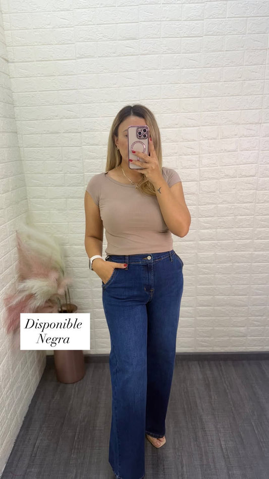 Blusa Color Mocca Básica de Textura Rayada
